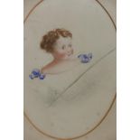 C19th pencil and wash drawing of a child, unsigned, 6" x 4"