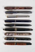 Six Waterman fountain pens to include two Canadian made, and one in a white metal body with 18k nib,