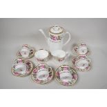 A Royal Worcester 'Royal Garden' pattern six place coffee service with coffee pot, cream jug and