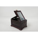 A Chinese hardwood vanity/jewellery box, 5½" x 7" x 4" high