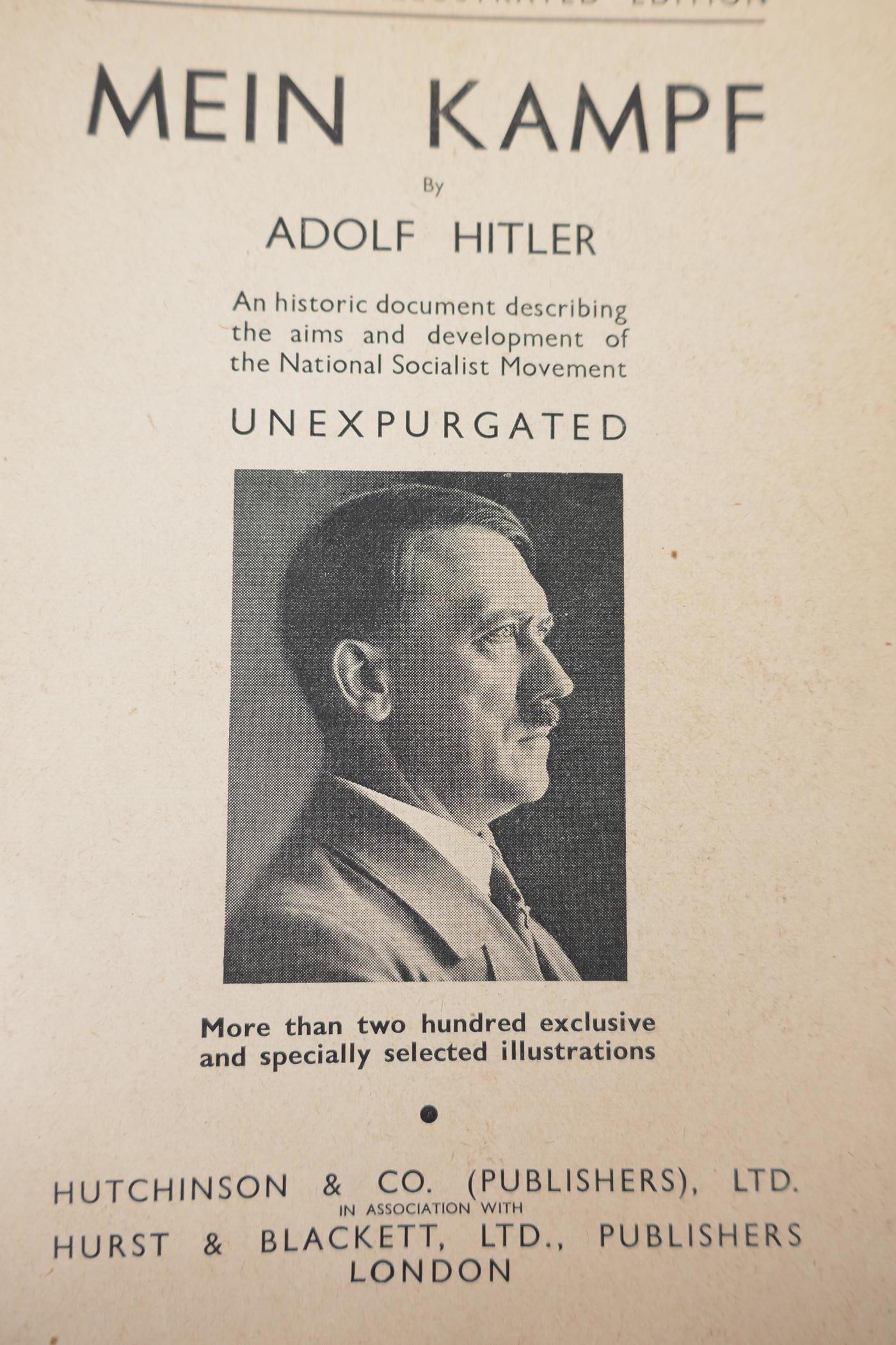 Mein Kampf by Adolf Hitler illustrated edition published by Hutchinson & Co, I Volume, circa 1939 - Image 2 of 4