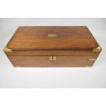 A brass bound mahogany writing box with fitted interior, 20" x 10" x 6½"