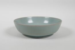 A Ru ware style celadon glazed porcelain dish, 5" diameter