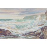 Dugald Stark, Wild Seas, Trebarwith Strand, 1995, oil on canvas, 18" x 14"