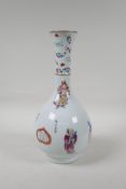 A famille rose porcelain bottle with raised decoration of inscriptions and four immortals, seal mark