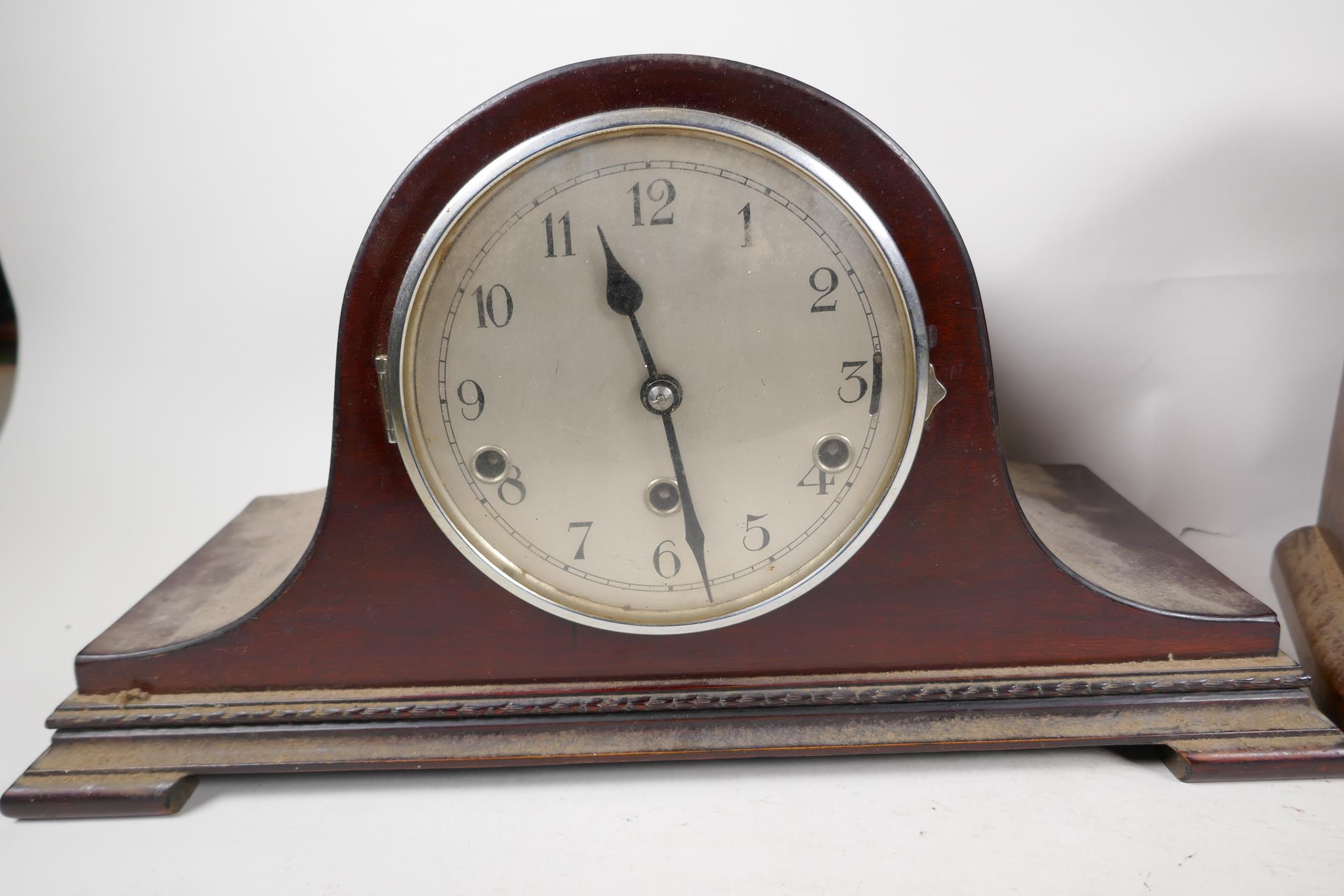 Two Westminster chimes mantel clocks, largest 17½" wide - Image 2 of 6