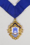 A 9ct gold and enamel medal for the position of Post Master of the Billingsgate Word Club, with