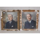 A pair of portraits of gentlemen, signed indistinctly P.A. St...?, oils on canvas, 20" x 24"