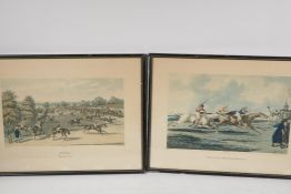 A pair of colour prints, C19th Epsom Races, Preparing for the Start and High Mettled Racer, 16" x