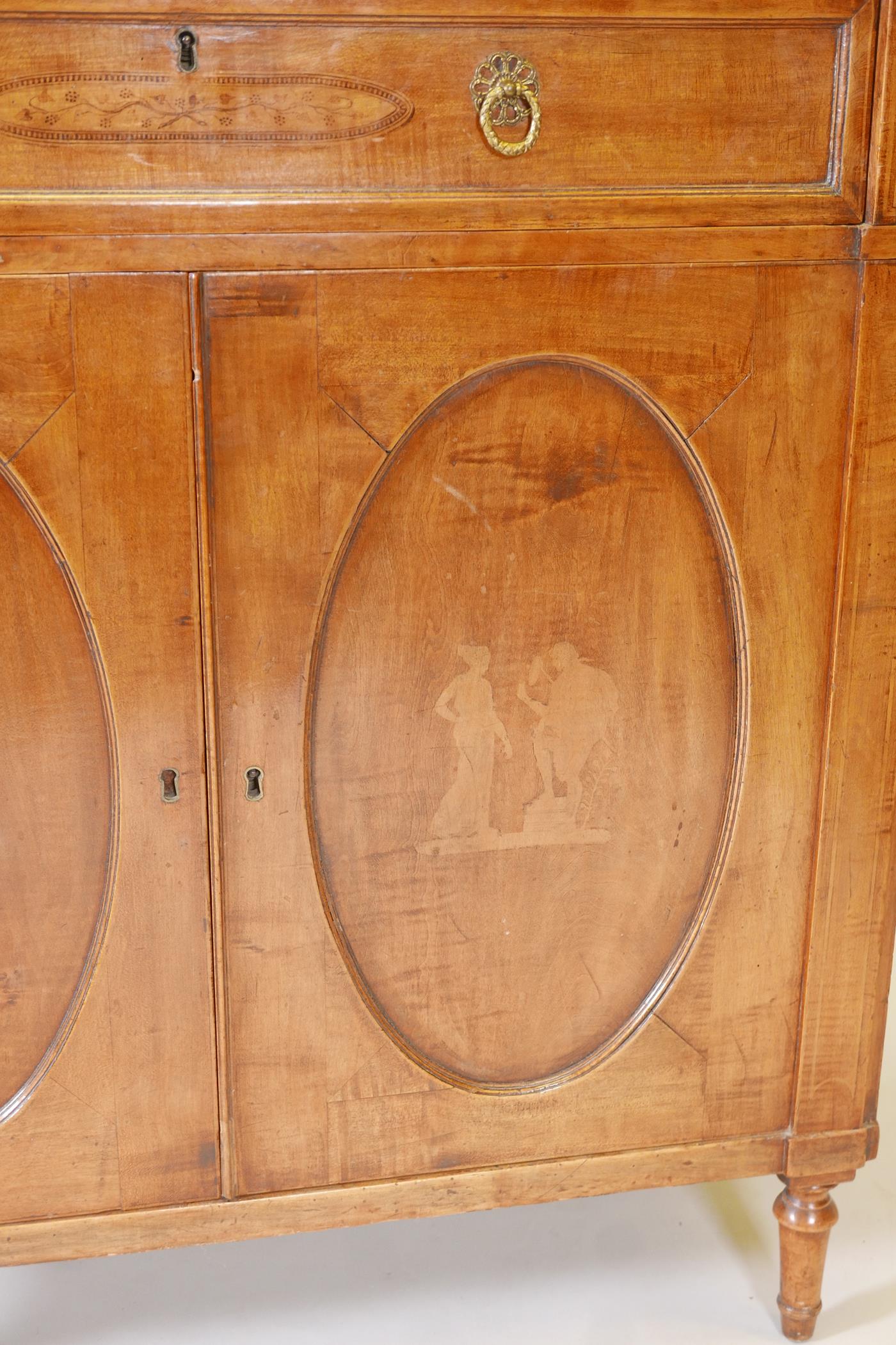 A C19th mahogany chiffonier with penwork decoration, with a single long drawer over two doors, - Image 4 of 8