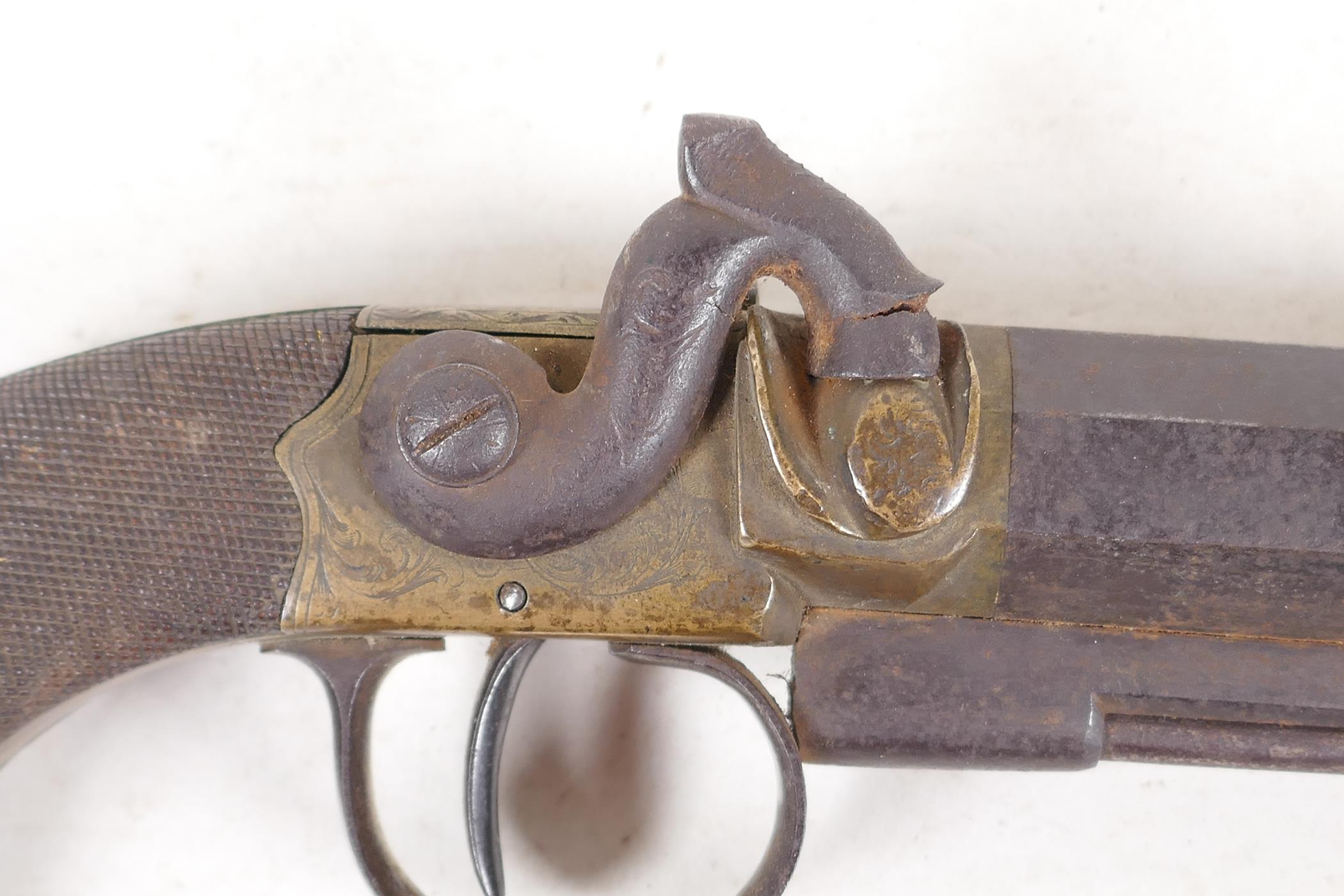 William Hollis of Cheltenham, a Lion pommel percussion cap belt pistol with 4" barrel captive ram - Image 2 of 7