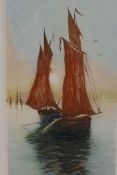 A pair of French etchings of fishing boats, Peche de Nuit and Peche aux Fileto, in pencil, signed