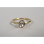 A silver gilt uncut diamond solitaire ring, size 'P'