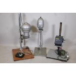 A Gamma 35 photographic enlarger, a LPL C5700 colour enlarger and another with timer