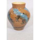 A Dennis China Works Sally Tuffin design gecko trial pattern vase, impressed to base and inscribed