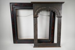 An early C20th Dutch style ebonised wood mould frame with painted faux tortoiseshell decoration,