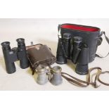 A pair of vintage Carl Zeiss Dialyt 10 x 40 binoculars in leather case, a pair of glasses marked