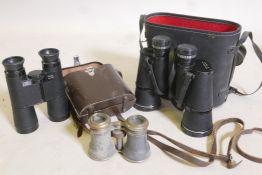 A pair of vintage Carl Zeiss Dialyt 10 x 40 binoculars in leather case, a pair of glasses marked