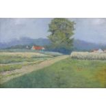 H. Pinto, Continental landscape with farm buildings, signed and dated (19) 26, oil on canvas, 36"
