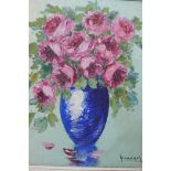 R. Giordani, still life, vase of flowers, oil on board, bears exhibition label verso Casino de la