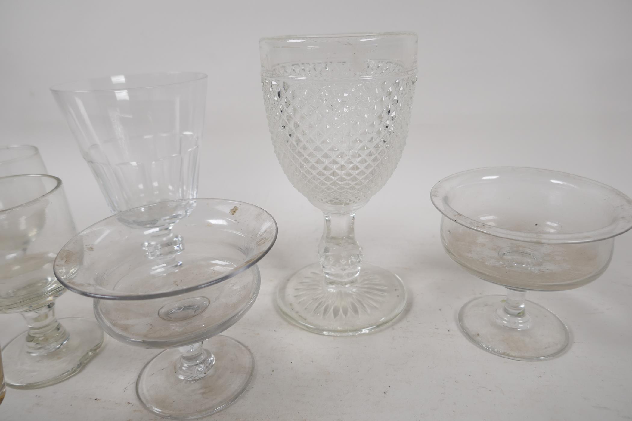 A quantity of C19th glasses and three milk glass basket posey holders - Image 3 of 4