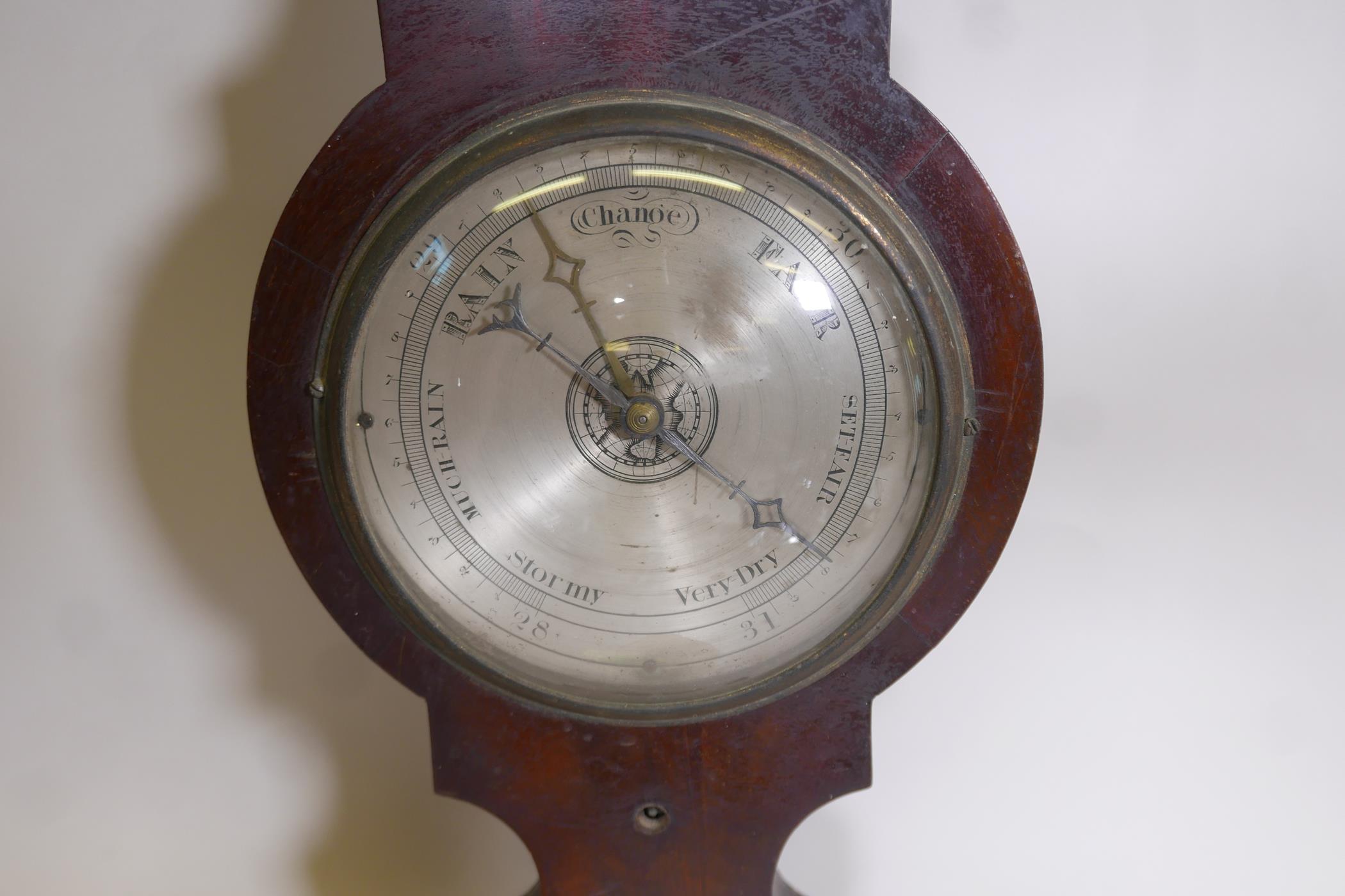 A C19th mahogany barometer by Abraham, Cheltenham, mercury removed, 37" long, losses - Image 2 of 6