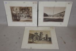 Three original sepia photographs of C19th Venice, Piazza di San Marco, the Basilica and the Arsenal,