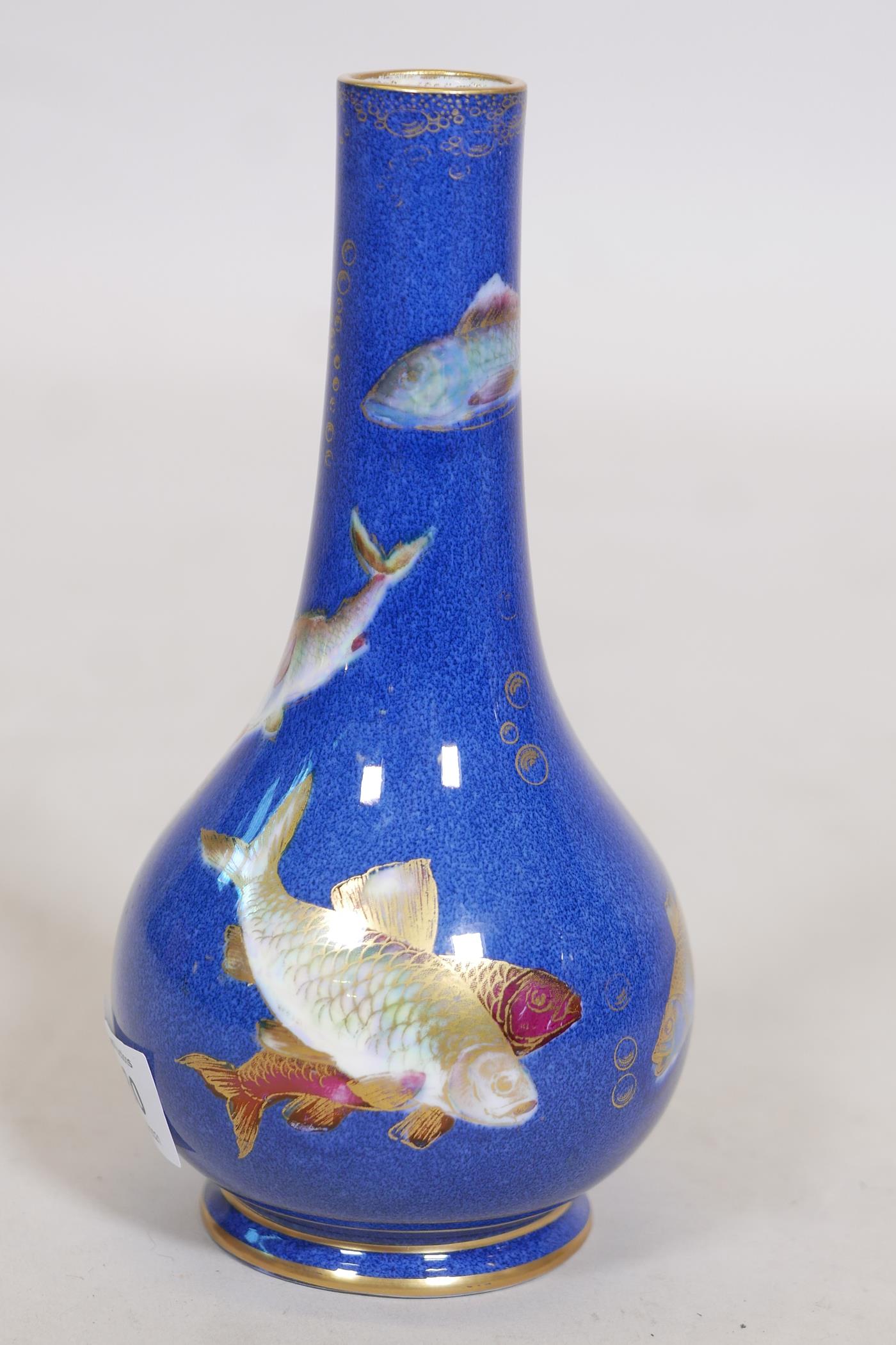 A Wedgwood lustre fish vase with design after Daisy Makeig Jones, 8" high