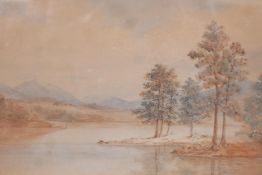 Loch o'Neilan in the dawn, Sept 1844, monogram JSB, watercolour, 14" x 10", and a pair of C19th