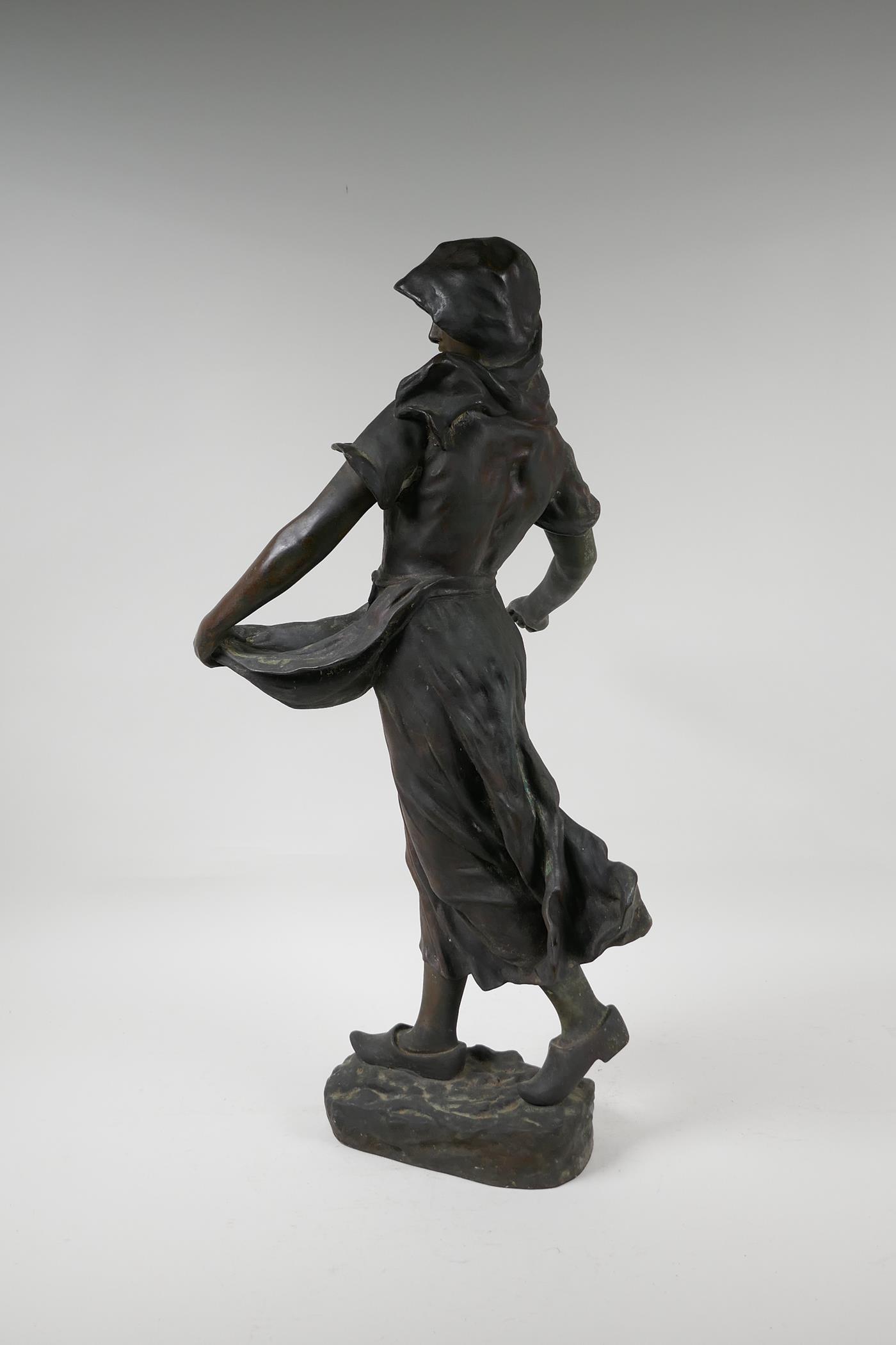 Hans Schork (Austria), late C19th Art Nouveau bronze figure of a Dutch seed sower, with foundry - Image 3 of 9