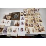 A quantity of Victorian and later portrait photographs and approx 70 photographic Cartes des Visite