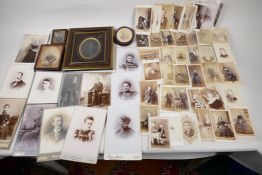 A quantity of Victorian and later portrait photographs and approx 70 photographic Cartes des Visite