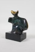 A modernist figural bronze sculpture, 5" high