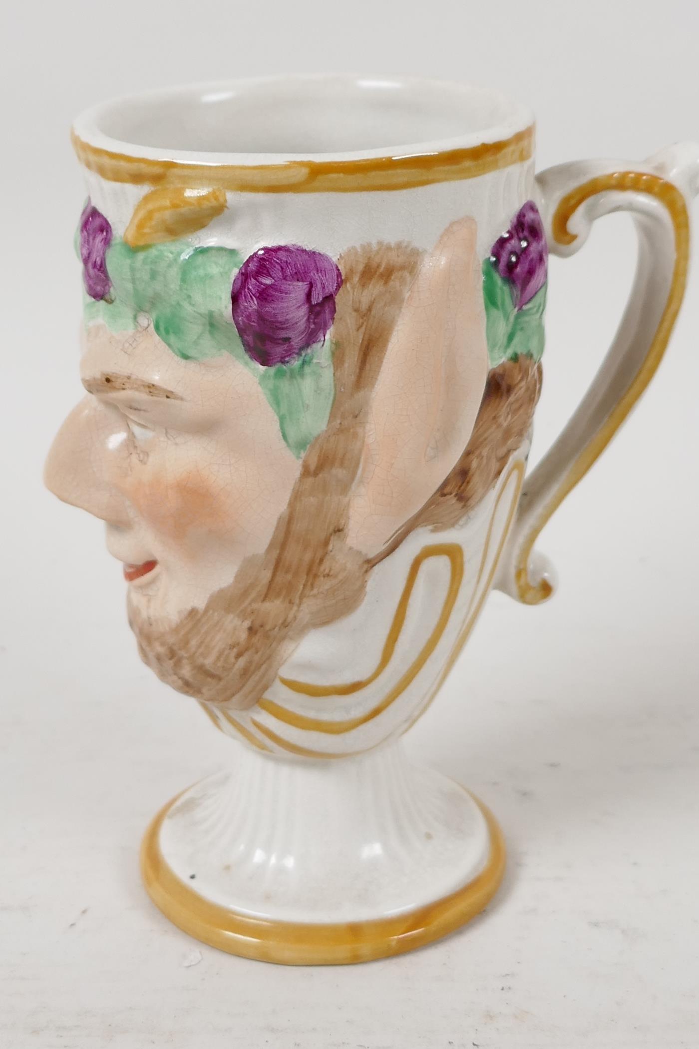 A Fayence Bacchus face mug with surprise frog inside, 5" high - Image 3 of 5