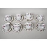 A set of eight Paragon 'Bridal Rose' pattern coffee cups and saucers