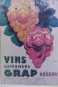 After Beuville, a vintage poster for wine, framed, 15" x 11"