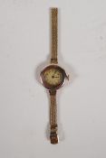 A vintage 9ct rose gold cased lady's wrist watch, 17g gross
