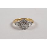 An Art Deco 18ct gold and old cut diamond engagement ring, 3.8g gross, size L approx 1 carat, marked