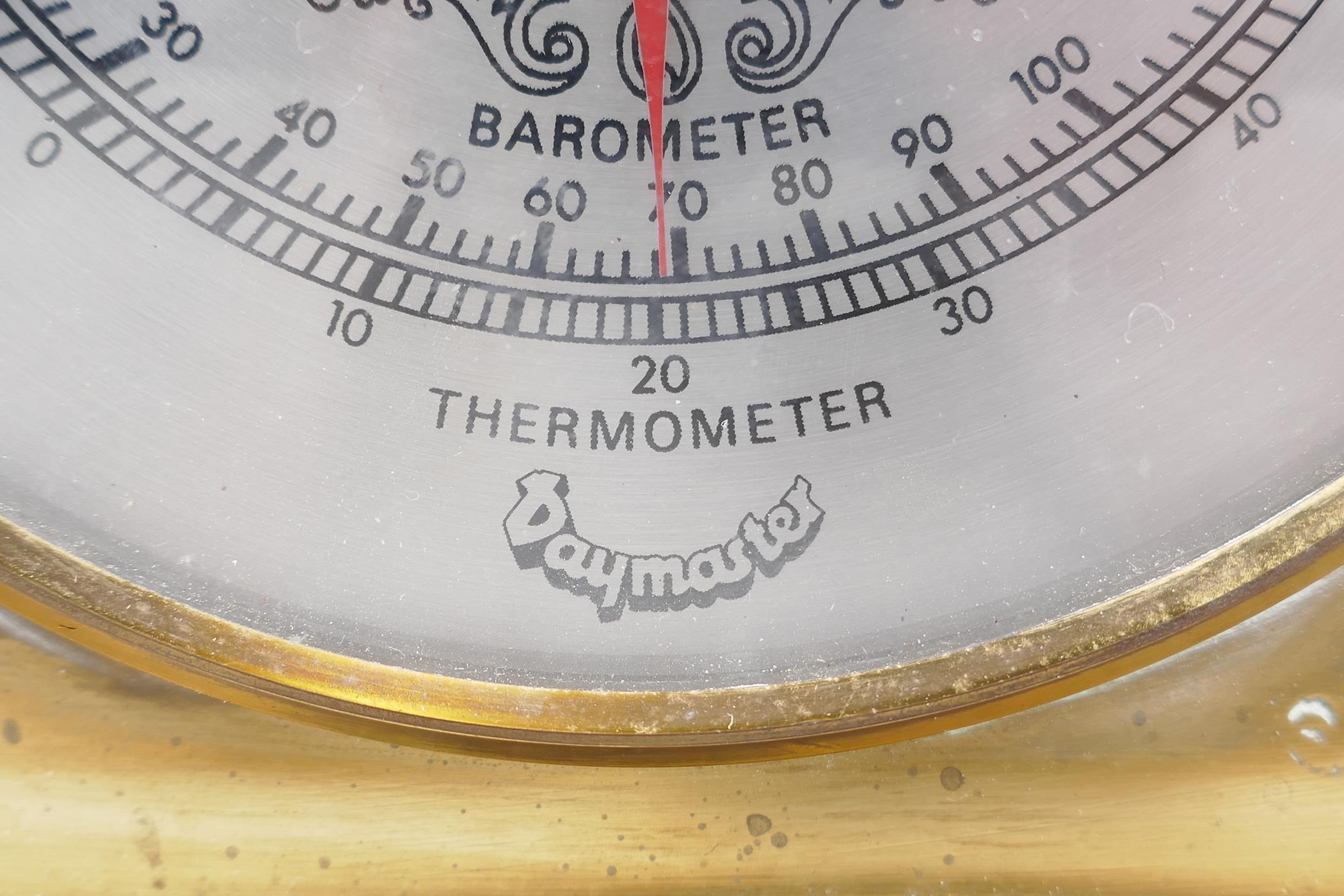 A brass mounted 'Paymaster' thermometer and barometer, 11" high - Image 2 of 3