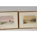 A pair of C19th Highland loch scenes, watercolours, 9½" x 6½"