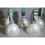Five Thorn aluminium industrial pendant ceiling lamps, 250v, 400w DFLD, 30" high