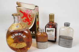 A boxed bottle of Dimple Haig whisky, (losses), together with a bottle of Cointreau, a glass and