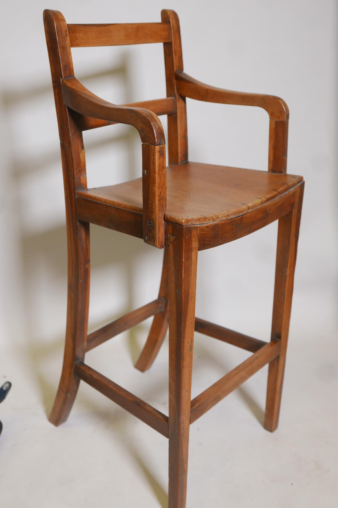 A C19th fruitwood correction chair on square tapered supports, seat 22" high - Image 2 of 2