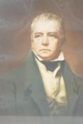 A C19th engraving portrait of Sir Walter Scott, after Raeborn, 12" x 15"