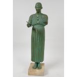 A bronze figure of a Greek philospher, after the antique, 13½" high