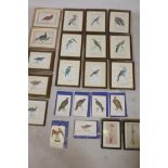 A set of nine coloured lithographic prints, ornithological studies, 7" x 4", and eleven others