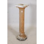 A C19th painted pine pedestal, 11" x 11" x 42"