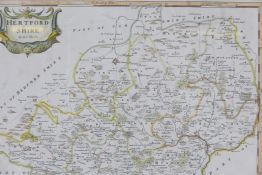 Robert Morden, Map of Hertfordshire, a sympathetically hand coloured engraving, 17" x 20"