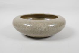 A Chinese crackleware bowl with rolled edge, 8½"