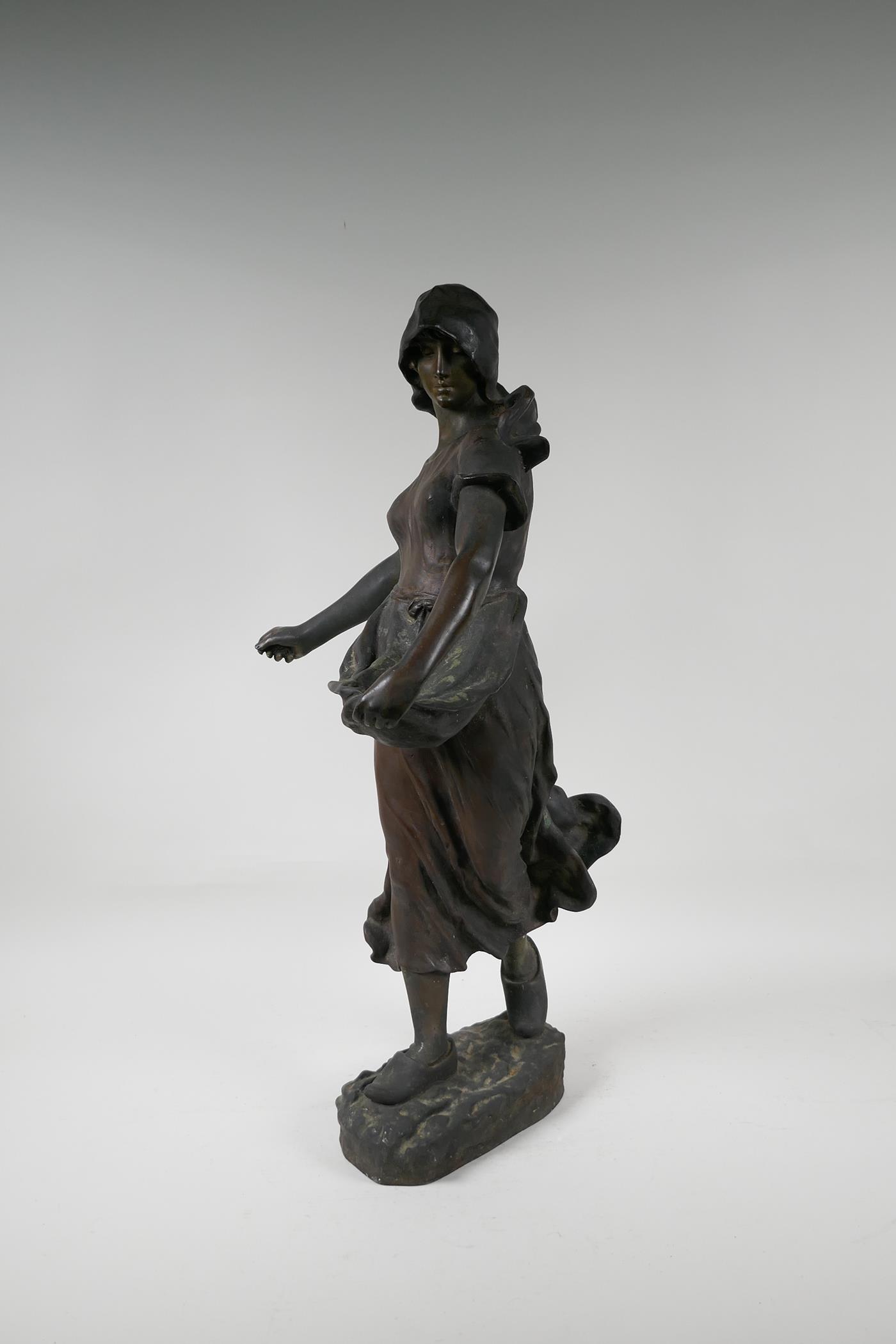 Hans Schork (Austria), late C19th Art Nouveau bronze figure of a Dutch seed sower, with foundry - Image 2 of 9